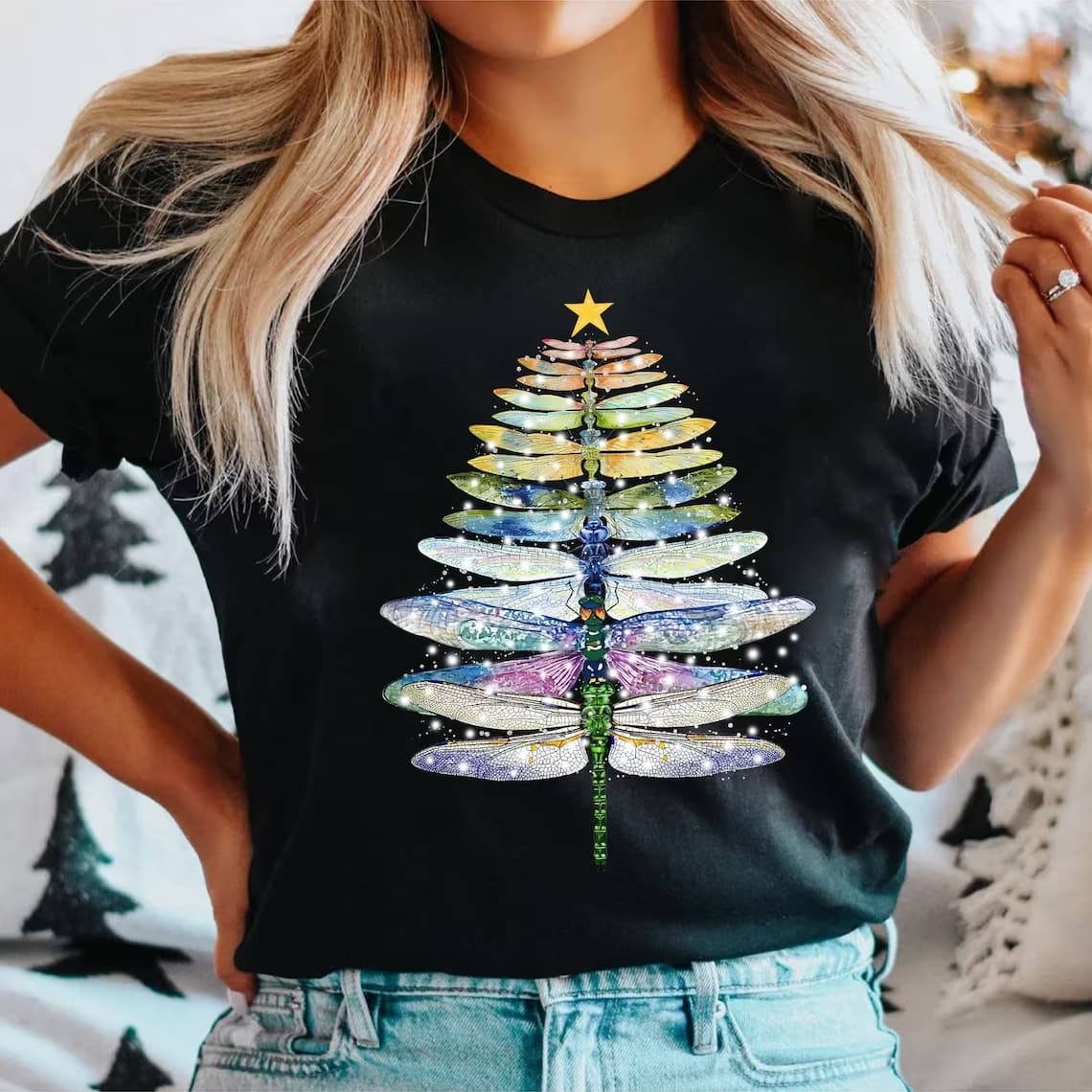 Dragonfly Christmas Light T-shirt