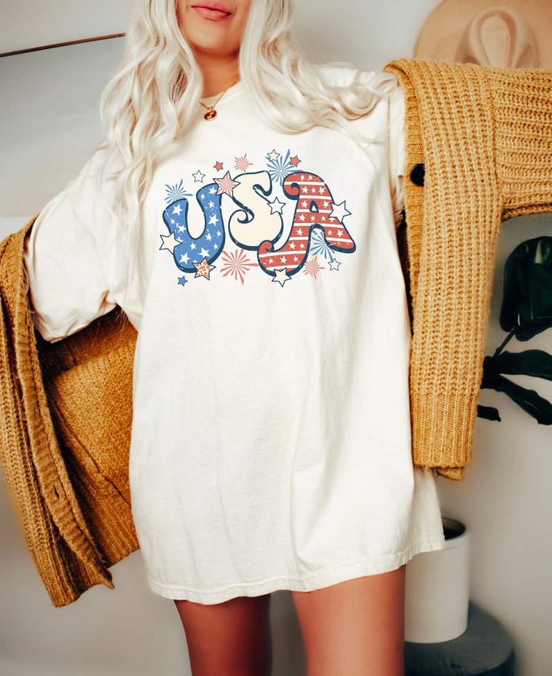 Retro USA Casual Print T-shirt